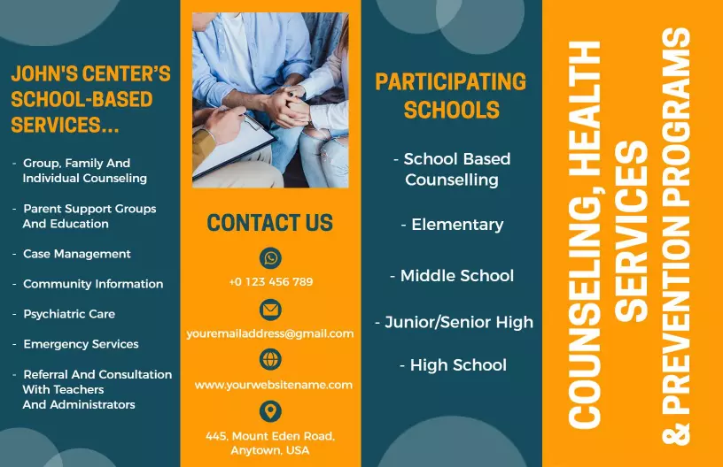 Supportive School-Based Counseling and Health Services Brochure Template