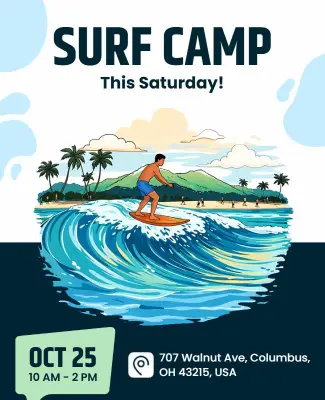 Surfing Adventure Camp Event Poster Template