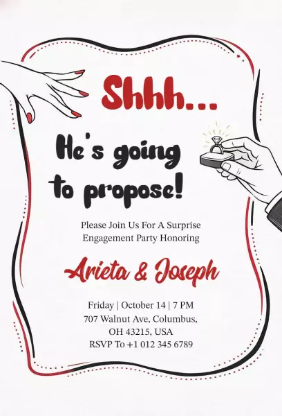 Surprise Engagement Party Celebration Invitation Template