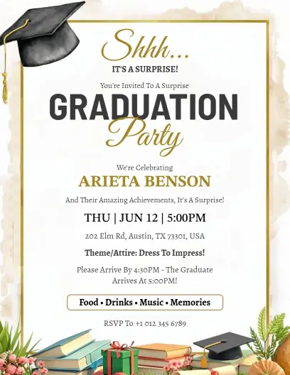 Surprise Graduation Party Celebration Invitation Flyer Template