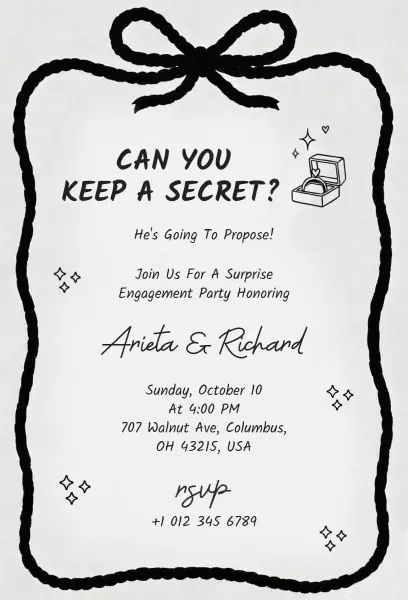 Surprise Proposal Engagement Party Celebration Invitation Template