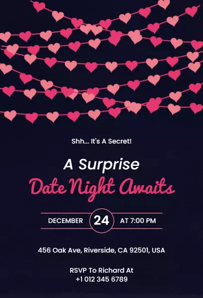 Surprise Romance Heartfelt Date Night Invitation Template