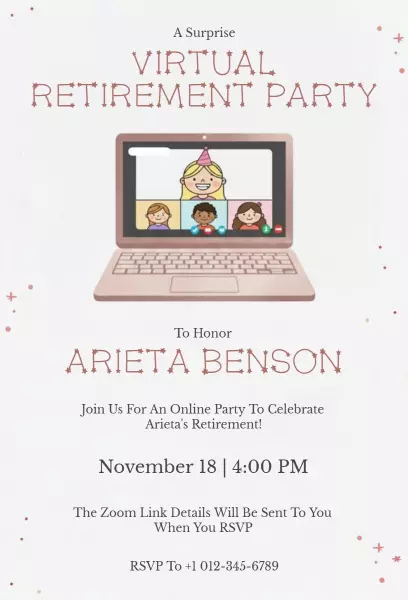Surprise Virtual Retirement Celebration Party Invitation Template