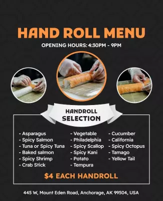 Sushi Hand Roll Menu Flyer Template