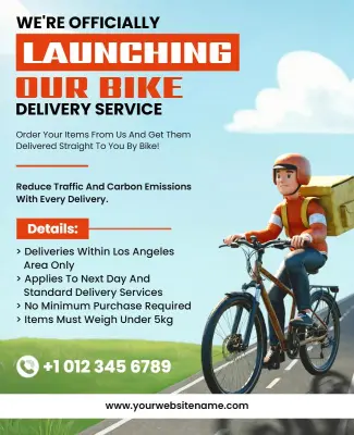 Sustainable Bike Delivery Launch Flyer Template
