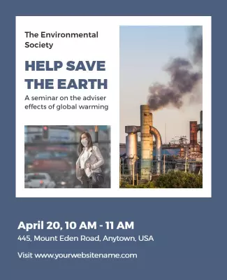 Sustainable Blue Environmental Awareness Seminar Poster Template