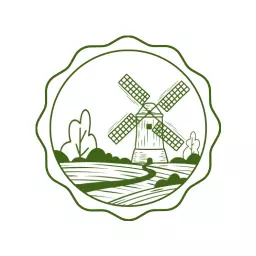 Sustainable Green Landscape Featuring a Windmill Logo Template