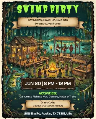 Swamp Adventure Party Flyer Template