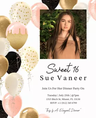 Sweet 16 Dinner Celebration Flyer Template