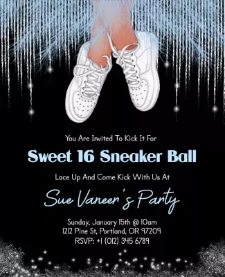 Sweet 16 Sneaker Ball Invitation Flyer Template