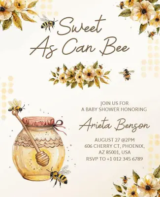 Sweet As Can Bee Baby Shower Event Flyer Template