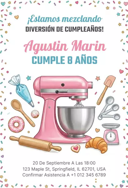 Sweet Baking Party Fun 8th Birthday Invitation Template