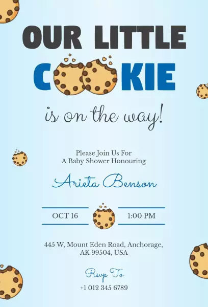 Sweet Cookie Themed Baby Shower Celebration Invitation Template