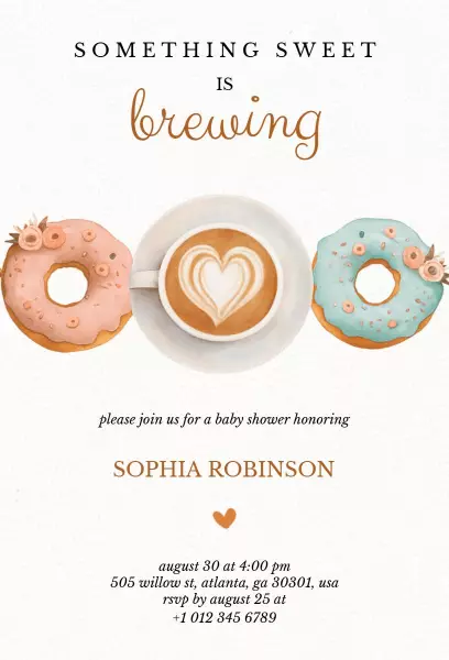 Sweet Donut Themed Baby Shower Celebration Invitation Template
