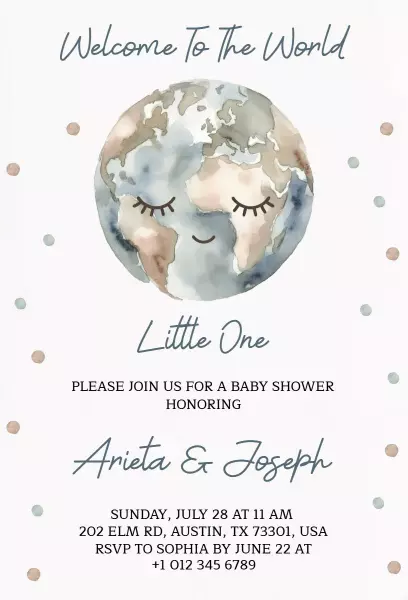 Sweet Earth-Themed Baby Shower Celebration Invitation Template