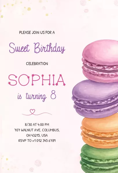 Sweet Macaron Themed Birthday Celebration Invitation Template