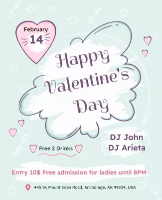 Sweet Pastel Valentine's Day Celebration Dance Party Poster Template