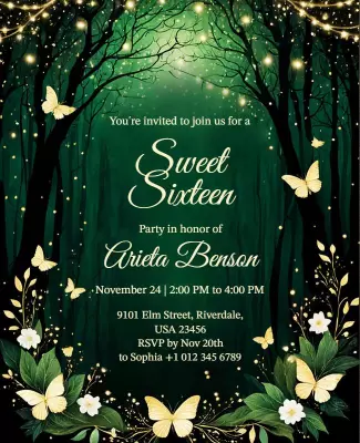 Enchanting Forest Sweet Sixteen Party Flyer Template