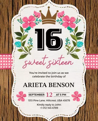 Sweet Sixteen Birthday Celebration Flyer Template