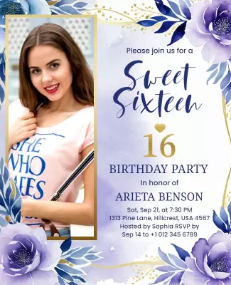 Sweet Sixteen Birthday Celebration Party Flyer Template