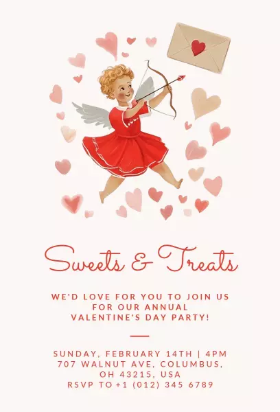Sweets and Treats Valentine's Day Celebration Invitation Template