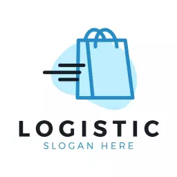 Swift Blue Shopping Bag Design for Efficient Logistics Logo Template