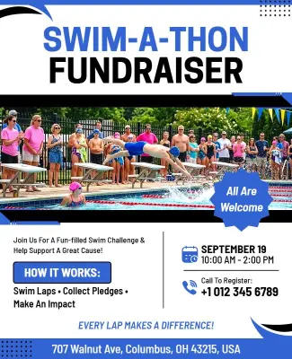 Swim-a-Thon Fundraiser Event Flyer Template