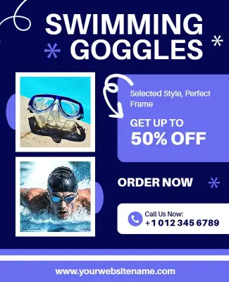 Swimming Goggles Promotional Discount Poster Template