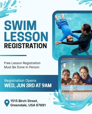 Swimming Lesson Registration Event Flyer Template