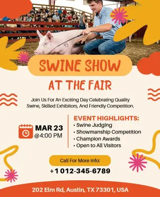 Swine Show at the Fair Event Flyer Template