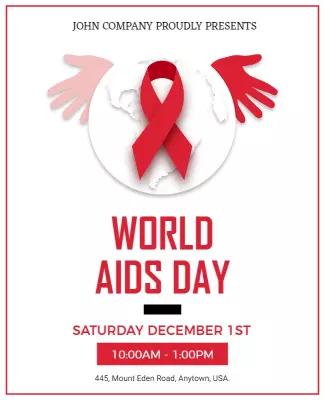 Symbolic Red Ribbon Awareness for World AIDS Day Poster Template