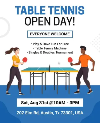 Table Tennis Open Day Event Flyer Template