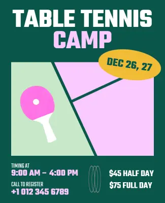 Table Tennis Training Camp Sports Flyer Template