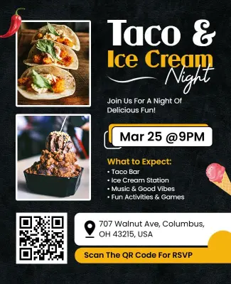 Taco and Ice Cream Night Event Flyer Template