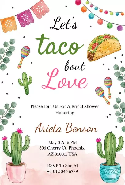 Taco Fiesta Bridal Shower Celebration Invitation Template