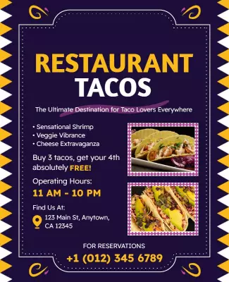 Taco Restaurant Promotional Flyer Template