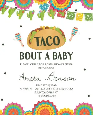 Taco Themed Baby Shower Celebration Flyer Template