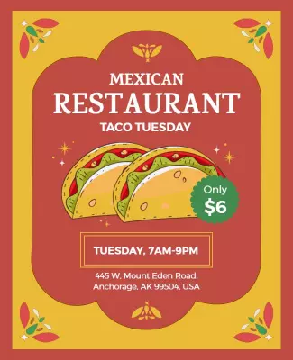 Taco Tuesday Mexican Restaurant Flyer Template
