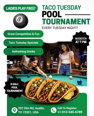 Taco Tuesday Pool Tournament Flyer Template