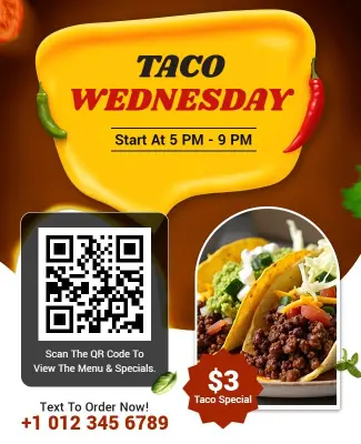Taco Wednesday Restaurant Promotion Flyer Template