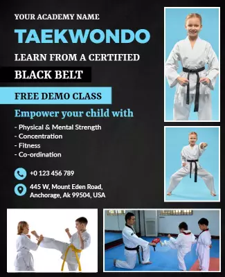 Taekwondo Training and Free Demo Class Flyer Template