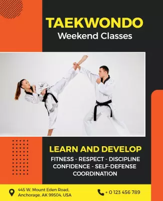 Taekwondo Weekend Classes Promotional Flyer Template