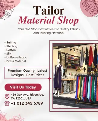 Tailor Fabric and Materials Shop Poster Template
