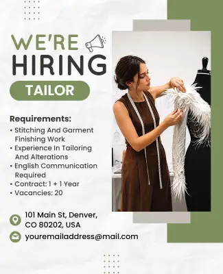 Tailor Job Vacancy Announcement Poster Template