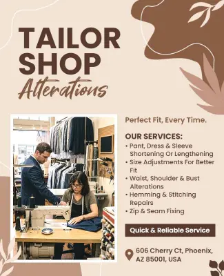 Tailor Shop Alteration Services Promotional Poster Template