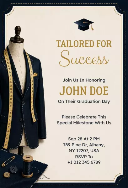 Tailored Success Graduation Ceremony Celebration Invitation Template
