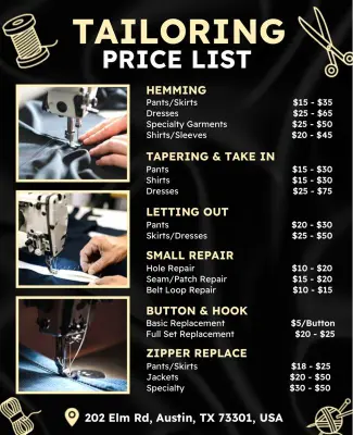 Tailoring Services Price List Poster Template