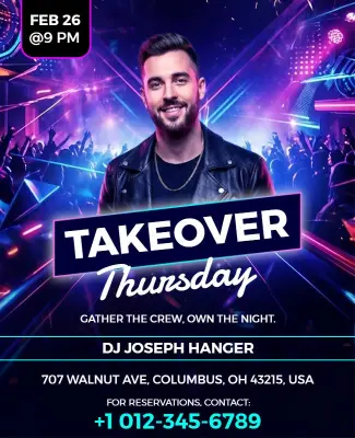 Takeover Thursday Party Announcement Flyer Template