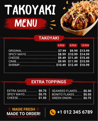 Takoyaki Menu Flyer Template