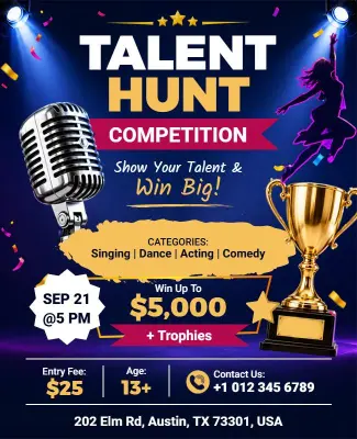 Talent Hunt Competition Promotional Flyer Template